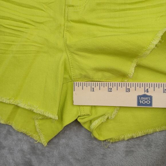 Lauren Conrad Cutoff Denim Jean Shorts Women Sz 10 Lime 3" Mid Rise Distressed - Picture 10 of 11